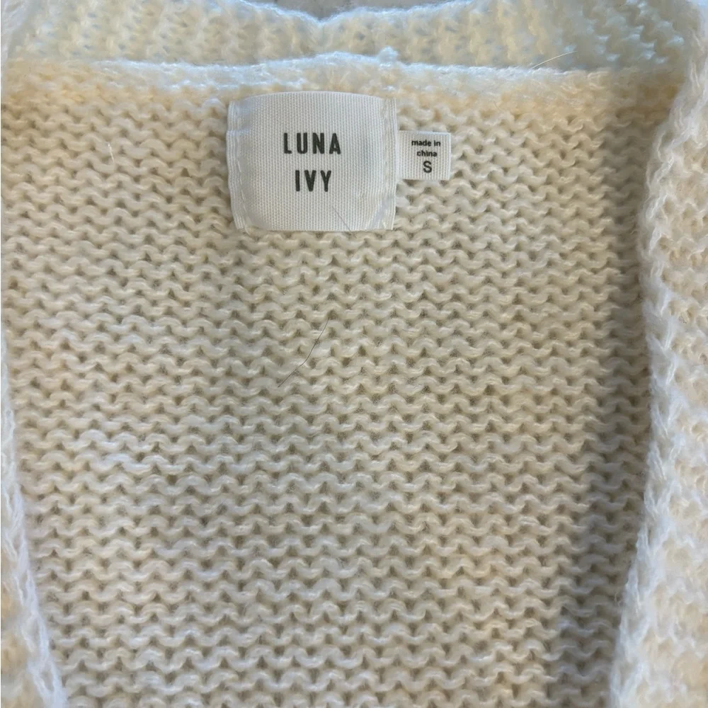 Luka Ivy Cream Cardigan with Festive Tree Accents - Picture 2 of 7